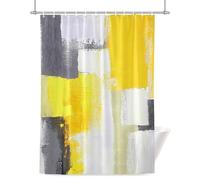 Yellow Gray Shower Curtain for Bathroom, Graffiti Art Color Block Abstract Geometric Modern Waterproof Cloth Fabric Bathroom Accessories Set with 12 Rust Proof Plastic Hooks, 36” x 72”