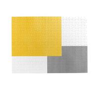 Yellow Gray White Geometric Block,500 Pieces Puzzles for Adults-Wooden Jigsaw Puzzle for Adults Elderly