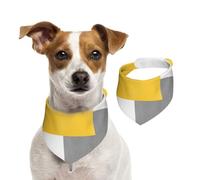 Yellow Gray White Geometric Block,Dog Bandanas Cotton Pet Scarf Adjustable Bibs for Pet,L