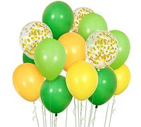 Yellow Green Balloons, 12 Inch 30 Pack Jungle Hawaii Decorations | Ribbon, Lemon Yellow Lime Green Latex Balloons Birthday for Boys Girls Baby Shower Photo Shoot