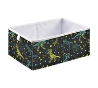 Yellow Green Dinosaur Skeleton Cube Storage Boxes 40x27x17 cm Square Bins Collapsible Cube Box Organiser for Organising Clothes