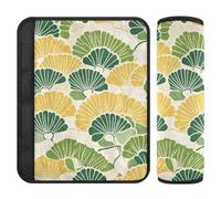 Yellow Green Flowers Ukiyo-e Style 2 pcs seat Belt Padding Shoulder Strap, Release Stress to Your Neck and Shoulders, car seat Cover pad for Backpack