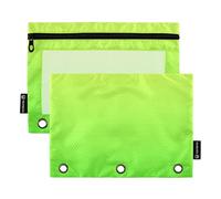 Yellow Green Gradient Pencil Pouch 3 Ring Binder Pen Pencil Bag Zipper Binder Boys School Binders Clear Pockets Crayon 9.8" x 7.1", 2 Packs