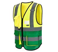 yellow green high viz Class 2 hi vis Zipper High Visibility vest FIRST AIDER Hi Vis Executive Vest Waistcoat with Phone & ID Pockets