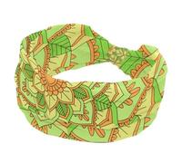 Yellow Green Leaf Shaped Flower Kaleidoscope Soft Headband for Women, Wide Headbands, Non Slip Workout Hairbands for Yoga Fitness Travel Gym, Hair Accessories