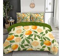 Yellow Green Lemon Green Leaves Bed Set - 3D Illustration Plant Printed Microfiber Teen Beddings Duvet Comforter Cover Set With Zipper,Matching Pillowcase Print Design Super King 260X220Cm