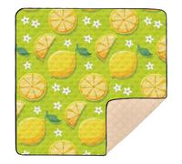 Yellow Green Lemon Party Soft Foam Baby Activity Play Mat for Indoor Outdoor Comfortable Tummy Time Activity Mat for Babies Infants Toddlers, 50'' x 50''