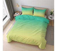 Yellow Green Ombre Duvet Cover Set Super king Size, Simple Gradient Bedding Set 260x220 cm, Quilt Cover with 2 Pillowcases, Soft Microfiber 3pcs, Zip 21D&-26