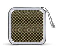 Yellow-Green Scottish Plaid Portable CD Case Holder 48 Capacity Travel DVD Storage Boxs Wallet Bag