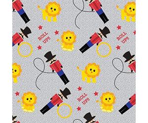 Yellow Grey Ringmaster Lions - 1 Fat Quarter (48cm x 55cm) 100% Cotton Quilting Fabrics Circus Tent Material Animals Ringmaster Buntings Patchwork Kids Bedding Elephants Lion Star Fabric Dress Making