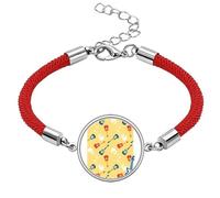 Yellow Guitar Music Pattern Illustrate Lucky Red String Bracelet Rope Bracelet Handmade