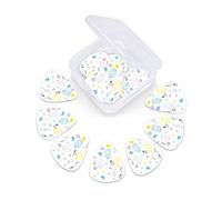 Yellow Guitar Picks Picks 12 Pack with Thin Box,Floral Arrangement with Roses and Leaves with Swirled Design,Special Guitar Plectrums Gift Set for Guitarist,Fern Green Marigold