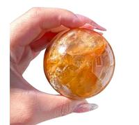 Yellow Gum Flower Crystal Ball with Wooden Base for Divination Camera Photo Shoot Home Office Landscape Decoration Art Decoration,5~5.5cm