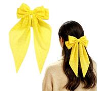 Yellow Hair Bow, Large Yellow Ribbon Bow, Cute Oversized Tulle Layered Hair Bows, 15inch Long Tulle Bows with Spring Clip, Elegant Hair Accessories for Women Girls Teens