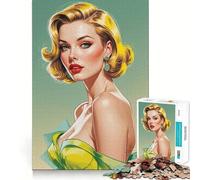 Yellow Hair Pin-up Portrait Puzzles for Adults 1000 Pieces Focus Boost Fun Uniform Size Precise Pieces Bonding Activity for Loved Ones (50x75cm)