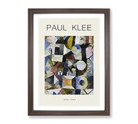 Yellow Half Moon By Paul Klee Exhibition Museum Painting Framed Print | A3 Walnut Framed Wall Art | Ready to Hang | Modern Space Picture | Living Room Bedroom Lounge Office