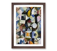 Yellow Half-Moon by Paul Klee Framed Print | A2 Walnut Framed Wall Art | Ready to Hang | Modern Space Picture | Living Room Bedroom Lounge Office