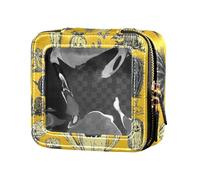 Yellow Halloween Evil Cactus Clear Makeup Bags Toiletry Bag with Zipper Cosmetic Bag for Traveling