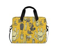 Yellow Halloween Evil Cactus Laptop Sleeve Case Cool Computer Cases for Laptop messenger bags for Laptop Computer with Strap Handle, 13 14 15.6 inch