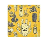 Yellow Halloween evil cactus Magic Travel Cosmetic Bag Cloth Makeup Organizer Wrap Camera Lens Cloth Wrapper For Toiletries Size 21.7x21.7in
