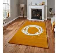 Yellow Handmade Luxurious Modern Plain Wool Abstract Rug Easy To Clean Living Room And Bedroom-150Cm X 230Cm