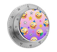 Yellow Happy Face Kitchen Timer 60 Minute Visual Wind Up Timers Indoor Mechanical Timers with Magnetic Base Stainless Steel Timer for Home Cooking Time Management Tool