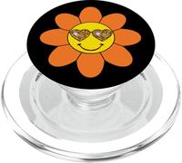 Yellow Happy Smile Face Leopard Buffalo 70S Funky Flowers PopSockets PopGrip for MagSafe
