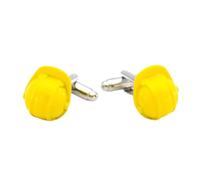 Yellow Hard Hat Safety Helmet Cufflinks for Men, Stainless Steel, Novelty Construction Theme Cuff Links