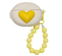 Yellow Heart Pattern Shock-Absorbing Case Cover with Pendant Accessories Case for Oppo Enco Air3i