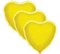 Yellow Heart Shape Foil Helium Balloon 46cm / 18 in - Pack of 3