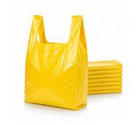 Yellow Heavy Duty Plastic Carrier Bags Pack of 100 - Size Large 11x17x21 - Strong Vest Handle Shopping Bags | Multipurpose Retail, Grocery & Takeaway Packaging | Eco-Friendly 100% Recycled