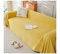 Yellow Herringbone Chenille Sofa Cover with Tassels, Washable Anti-Slip Throw for L/U Shaped Sectional Sofas, Dirt-Repellent & Wrinkle-Free, 90x90 cm, Perfect for 1-4 Seater