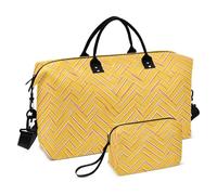 Yellow Herringbone Print Decorative Travel Tote Bag Sports Tote Gym Bag with Adjustable Strap for Sports Foldable bolso para