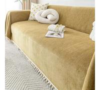 Yellow Herringbone Sofa Cover Decorative Fringe Cat ScratchResistant Furniture Protector 3/2/1 Seater Couch Cover Velvet Fabric 180x360cm Stylish Home Decor.