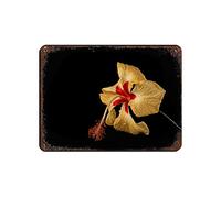 Yellow Hibiscus Flower Tin Sign Vintage Metal Pub Club Cafe bar Home Wall Art Decoration Poster Retro 12×16inch(30×40cm)
