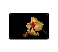 Yellow Hibiscus Flower Tin Sign Vintage Metal Pub Club Cafe bar Home Wall Art Decoration Poster Retro 8×12inch(20×30cm)