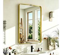 (Yellow) HOMCOM Rectangular Wall Mirror, 90 x 60 cm Wall Mounted Bathroom Mirror
