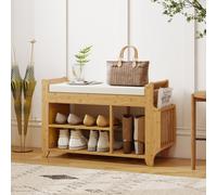 HOMCOM Shoe Bench Cushioned Seat 80 cm in Natural HOMCOM Natural