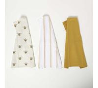 Yellow Honey Bee 100% Cotton Tea Towels Set of Three