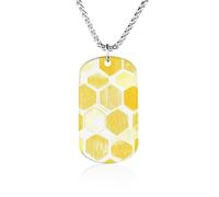 Yellow Honeycombs Personalized Necklace Dog Tag Pendant Necklaces for Men Women Memorial Jewelry Stainless Steel
