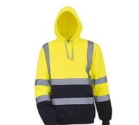 Yellow Hoodies Men Oversized,Hi Vis Reflective Tape Hooded Sweatshirt Orange Hoody Work Hoodie Security Safety Winter Warm High Visibility Sweatshirt Jacket Tops Plus Size