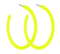 Yellow Hoop Earrings Retro Neon Yellow Dangle Earrings 80s 90s Earrings for Women Colorful Large Hoop Earrings Acrylic C Shape Trendy Chunky Earrings Candy Color Lightweight Big Hoop Statement Earring