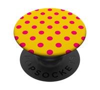 Yellow Hot Pink Big Polka Dot Boho Vintage Aesthetic Girly PopSockets Adhesive PopGrip