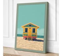 Yellow House by the Shore Canvas Wall Art Print 36x24 Inch (91 x 61 cm)