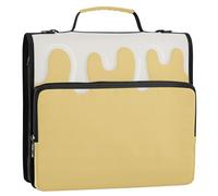 Yellow Ice Cream 1.5-Inch 3-Rings Binder with Extra Pockets with Shoulder Strap & Handle Multiple Pockets Documents Files Storage Bag for School Clip de cremallera escolar