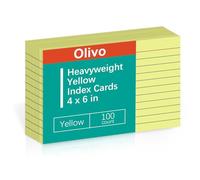 Yellow Index Cards 4x6 Lined Ruled Flash Note Cards 100 Count, 220 GSM Heavy Weight