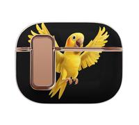 Yellow Indian Ringneck Parrot Bird Headphone Case Compatible with Airpod Pro 2 Protective Cover Cute Hard Case