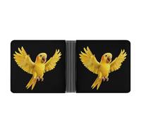 Yellow Indian Ringneck Parrot Bird Mens Wallet Printed Card Holder Bifold Wallets Purse Coin Pocket