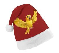 Yellow Indian Ringneck Parrot Bird Santa Hat For Adults And Teens Christmas Hats Xmas Holiday Party Cap