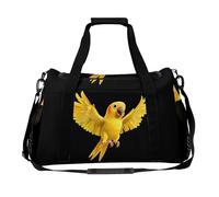 Yellow Indian Ringneck Parrot Bird Travel Duffle Bag Print Luggage Overnight Weekend Bags Shoulder Handbag for Women Men